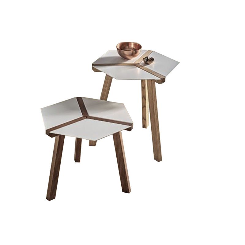 Modern Geometric Nesting Side Table Set – Minimalist Wooden Accent Tea Tables
