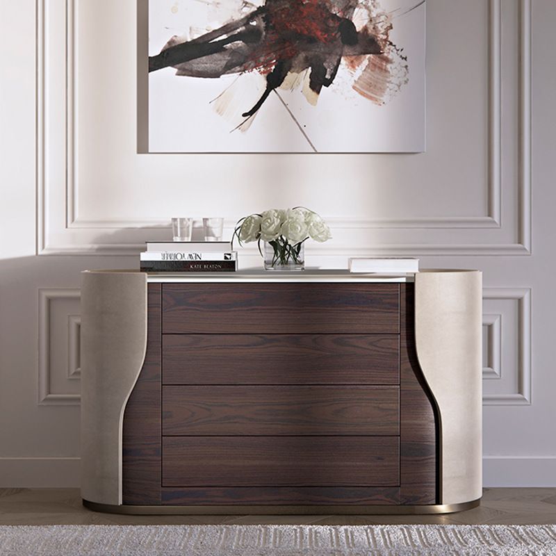 Luxury Modern 4-Drawer Wood & Upholstered Chest of Drawers