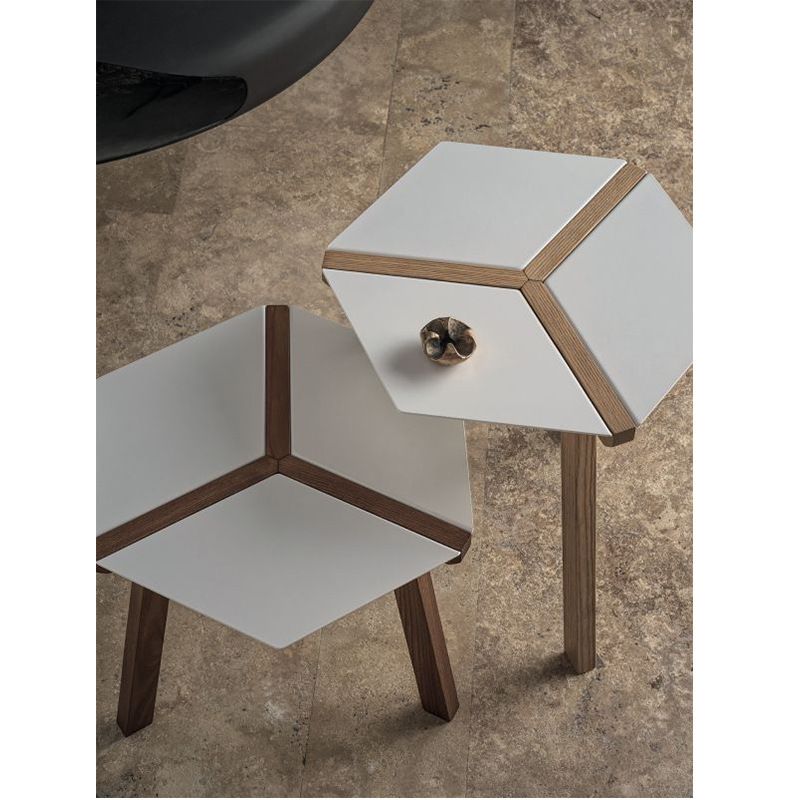 Modern Geometric Nesting Side Table Set – Minimalist Wooden Accent Tea Tables