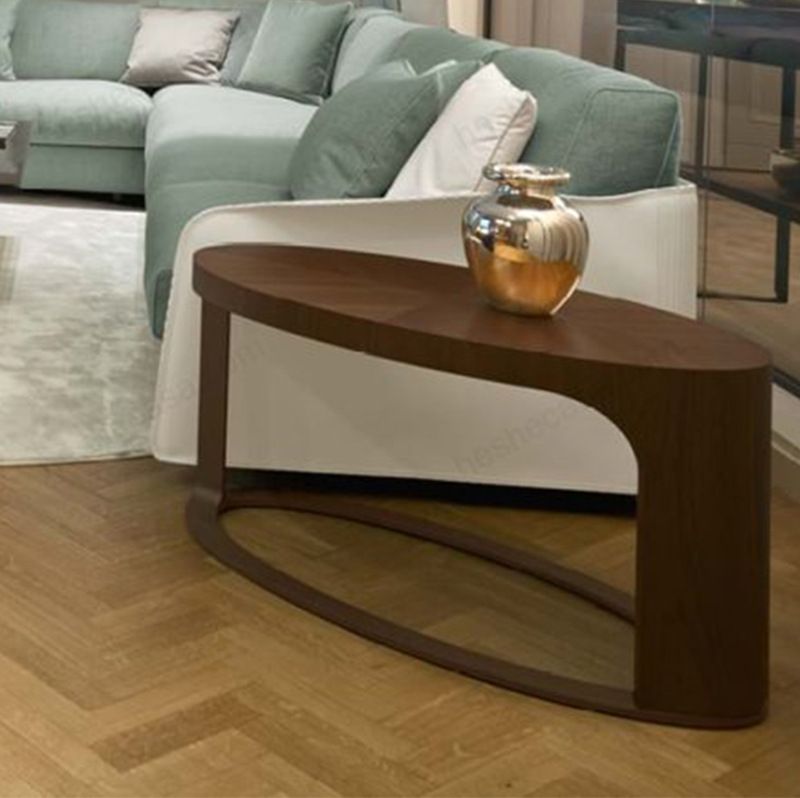 Modern Walnut Oval Coffee Table – Contemporary Wooden Center Table 130×60cm