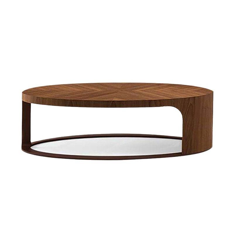 Modern Walnut Oval Coffee Table – Contemporary Wooden Center Table 130×60cm