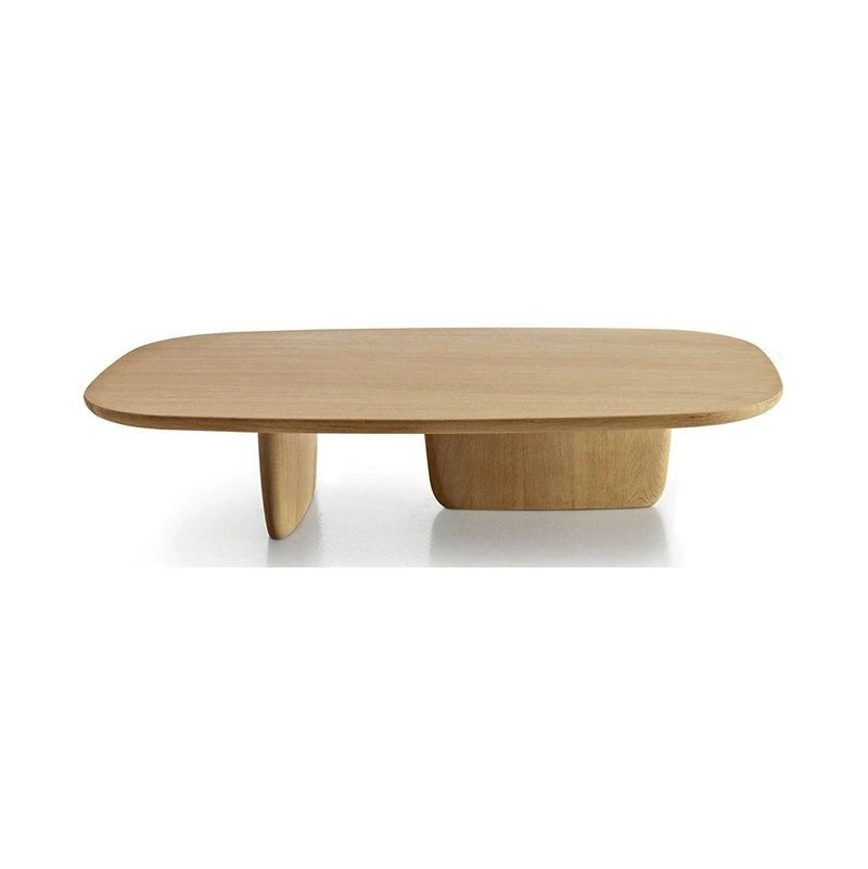 Modern Oak Oval Coffee Table – Minimalist Wooden Tea Table for Living Room