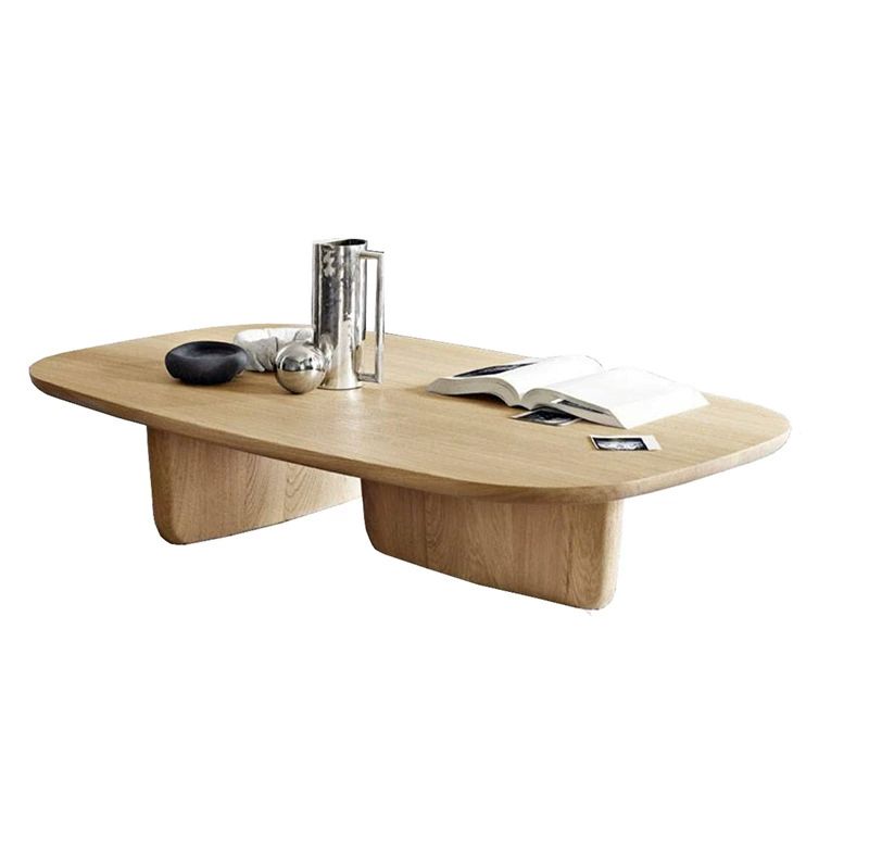 Modern Oak Oval Coffee Table – Minimalist Wooden Tea Table for Living Room