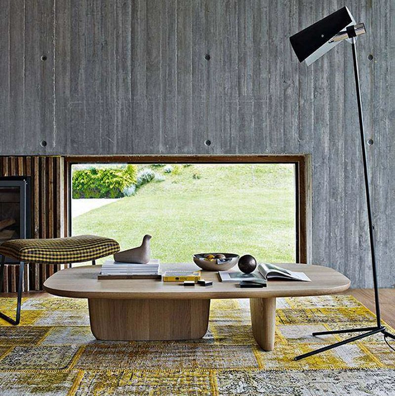 Modern Oak Oval Coffee Table – Minimalist Wooden Tea Table for Living Room