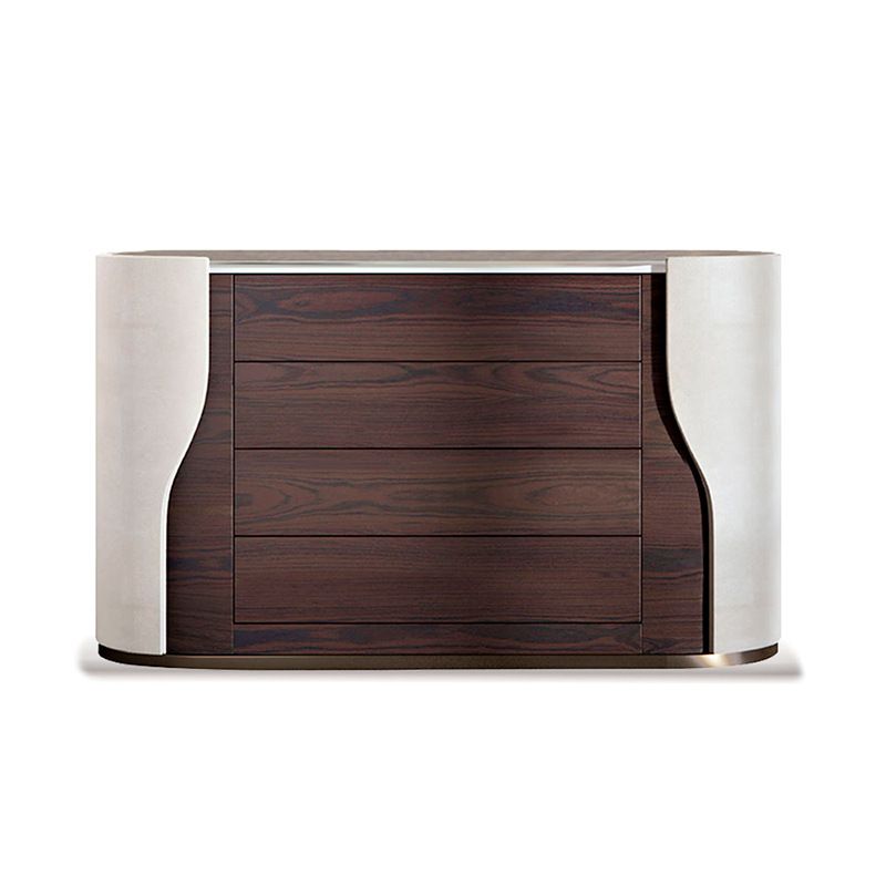 Luxury Modern 4-Drawer Wood & Upholstered Chest of Drawers