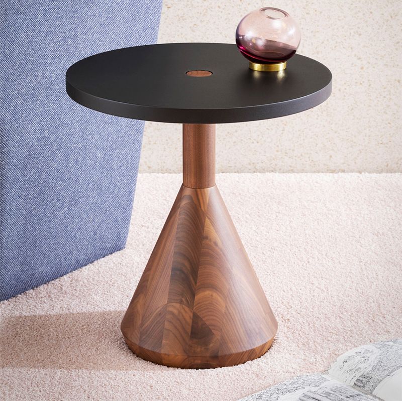 Modern Minimalist Walnut Conical Side Table - Nordic Round Accent End Table